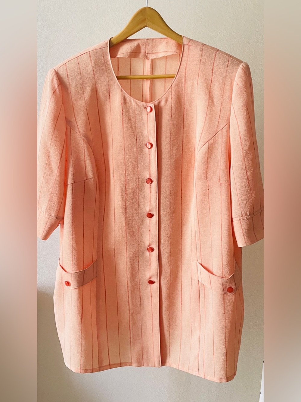 Women’s Plus Size Elegant Office Peach Button-Front Tunic Blazer Top XXL / XXXL